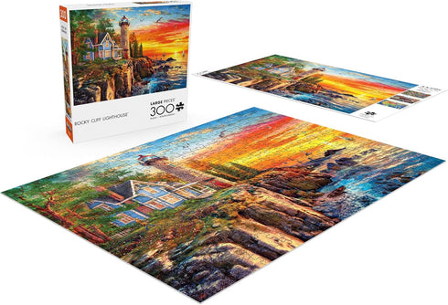 Buffalo Games - Dominic Davison - Rocky Cliff Lighthouse - 300 Piece Jigsaw Puzzle for Families