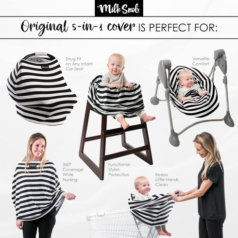 Milk Snob Original 5-in-1 Cover for Breastfeeding, Baby Car Seat, Carrier, Stroller, High Chair, Shopping Cart