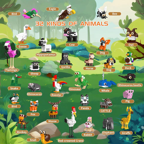 EITOLNR 32 Packs Sets 8-12 Party Favors Building Block for Kids,Mini Animal Building Toys for Classroom Prizes,Goodie