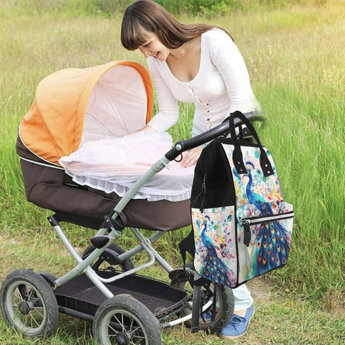 DWVTSLH Backpack Mummy Backpack Color Peacock Diaper Bag Multifunction Nappy Bags Waterproof Large Capacity Travel