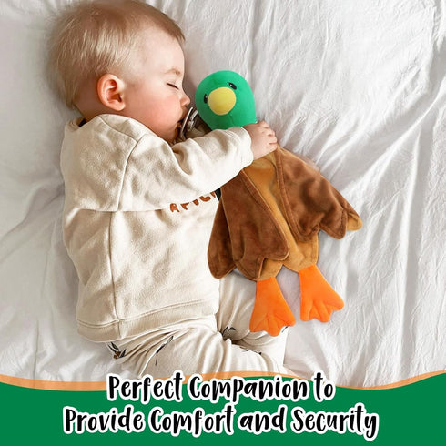 Baby Security Blanket, Mallard Duck Soft Lovey Plush Snuggle Gift, Unisex Newborn Toddler Nursery Decor