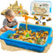 Construction Sensory Bin with Lid, 2.2lbs Magic Sand & 5 Construction Trucks,
