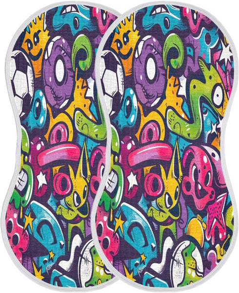 YEGAME Set 1 11 22 Inch Muslin Baby Burp Cloths of - Graffiti Super Absorbent Cotton Burping Rags Soft Baby Washcloths