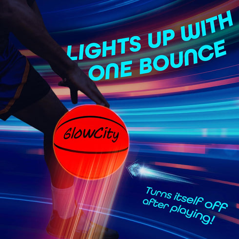 GlowCity Glow in The Dark Basketball for Teen Boys - Light Up LED Toy for Night Ball Games, Great Gift for Kids