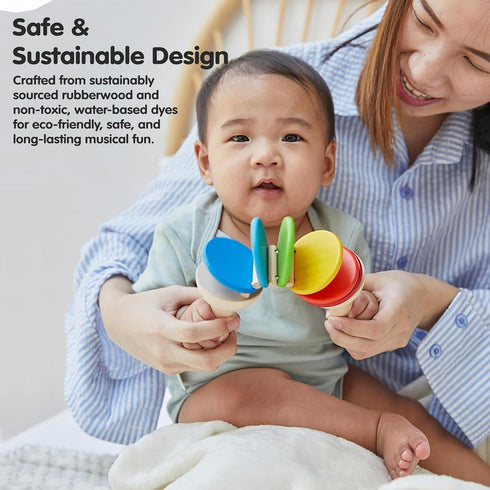 (6413) PlanToys Wooden Clatter Toy Percussion Musical Instrument | Sustainably Made from Rubberwood and Non-Toxic