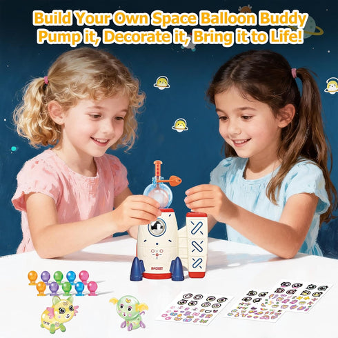 Ages3+ Magical Toy DIY Rocket Balloon Craft Kit for Kids, Creative Sticker Maker Activity with Air Pump, Build Your Own