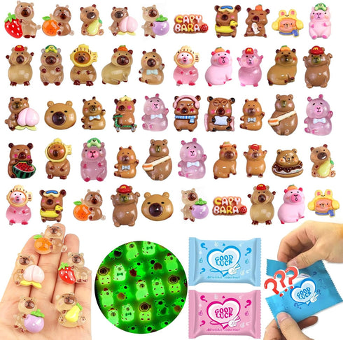 50 Pcs Random Mini Capybara with Glow in the Dark Feature, Individually
