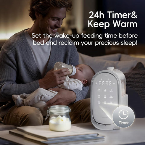 11-in-1 Bottle Warmer for Breastmilk, Double Bottle Warmer Large Touchscreen with Night Light, Detachable for Easy