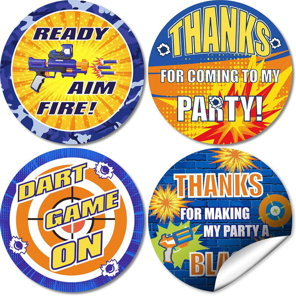 Zonon 60 Pieces Dart Battle Stickers, Birthday Party Themed Labels for Party Favors