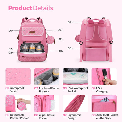 Bag,29L-45L Backpack 2 Maelstrom Large Diaper Expandable Diaper Bag for Kids/Twins Baby Stuff, with Removable Cross