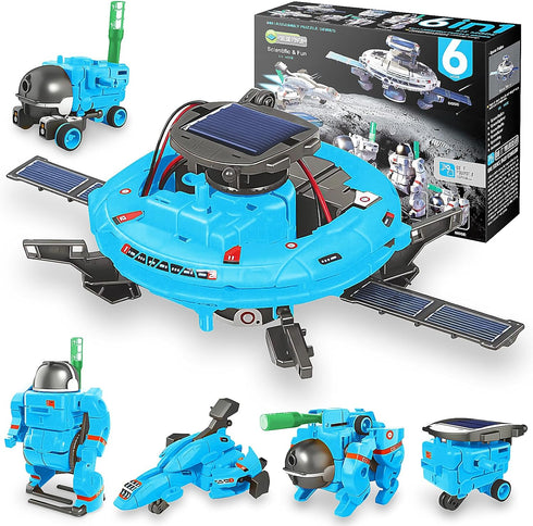 STEM Projects for Kids Ages 8-12, 6-in-1 Solar Robot Kit Space Toys for 10-Year-Old Boys & Girls, Christmas Birthday