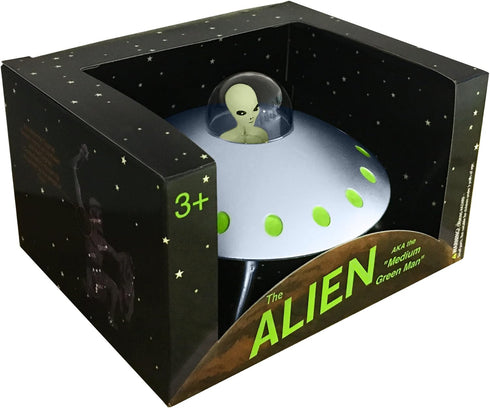 Off the Wall Toys Alien Glow-in-The-Dark UFO Space Ship with Bendable Action Figure Toy