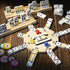 Poen Set, 8 Set Mexican Train Dominoes Wooden Mexican Train Hub with Pcs Domino Trays Racks Tiles Holders for Xmas New