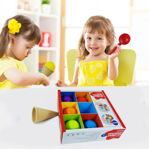Ice Cream Toy Set (9 Pcs) - Multi Color Pretend Play Ice Cream Maker for Toddlers, Dramatic Shop Fun