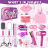 Hair Salon Pretend Play Toys for Girls - Makeup Playset with Hairdryer, Straightener, and Portable Box for Ages 3-6
