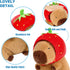 Ditucu Cute Capybara Plush with Strawberry Hat, Kawaii Stuffed Animal Toys, 17 inch Hugging Gift for Kids