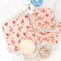 DRESHOW BQUBO Baby Girl Newborn Floral Receiving Blankets with Bow Hat, Wooden Birth Announcement Card Set