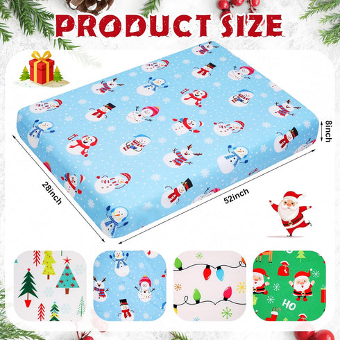 VitalCozy 4 52'' 28'' 8'' Pcs Christmas Crib Sheets Santa Claus Snowman Tree Light for Boys Girls x x Breathable