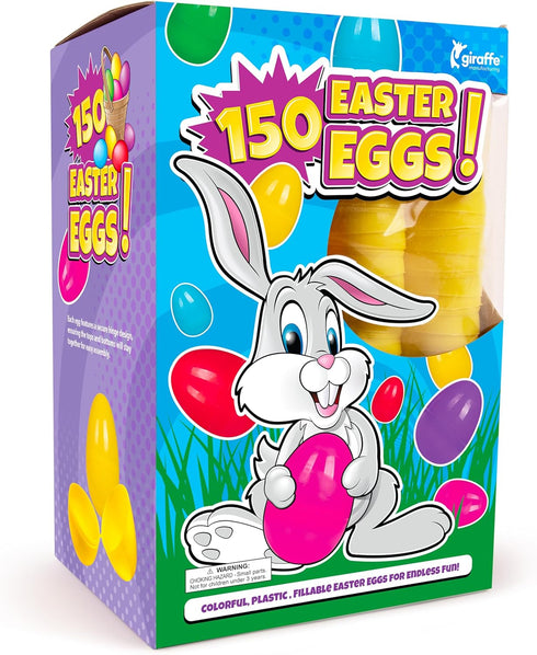 150 Pack Giraffe Fillable Easter Eggs Bulk Multi Color Empty Plastic Eggs for Kids - Easter Basket Stuffers for Kids