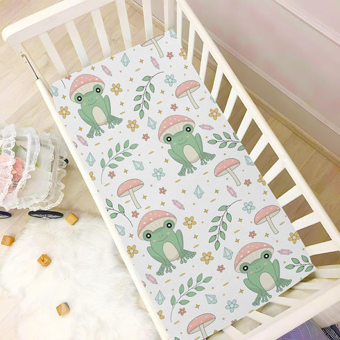 KICPOAY 52 28 Cute Frog Mushrooms Leaves Fitted Crib Sheets Stretchy Portable Playard Sheets for Baby Toddler
