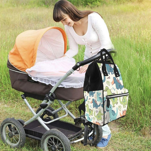 QSMJKLD Backpack Mommy Daypack Cute dinosaur Diaper Bag with Changing Pad, Pacifier Holder - Multifunction Travel Nappy