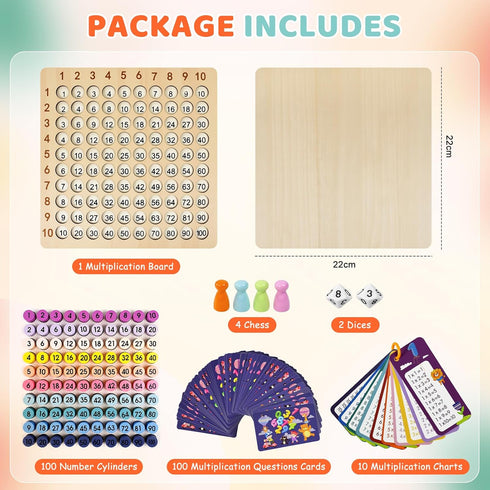BUZIFU Wooden Montessori Multiplication Board Game: Math Educational Toys Multiplication Table Board Game Montessori