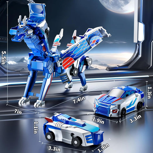 2 1 4-6 6-12 Collision Transforming Dinosaur Car Toy, in Magnet Cars Transform into Dinosaur Toys, Fun Robot Dinosaur