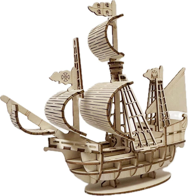 MPIUET 3D Wooden Sailboat Puzzle for Adults, Sailship Model Kits to Build, 3D