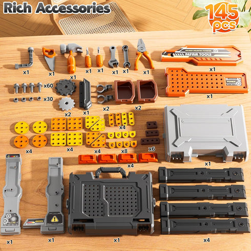 2 1 Set 3-5, 145 Toolbox 3 4 5 6 in Workbench Tools Toys with Sound for Toddlers Aged PCS Educational Construction