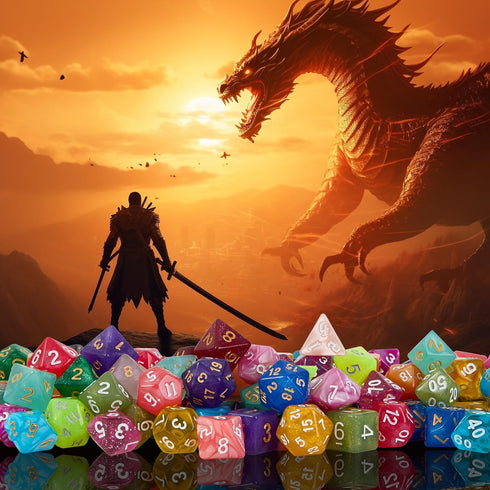 DND Dice Set, 20x7 (140 Pieces): Polyhedral Dice with Large Drawstring Bag for Dungeons and Dragons RPG