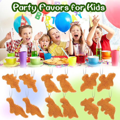 12 Pcs Dino Nugget Plush Keychain Party Favors, Mini Plush Pillow Charm Keyring for Kids Birthday