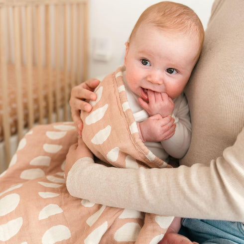 30 40 Crane Baby Blanket, Soft Cotton Jacquard Nursery and Stroller Blanket for Boys and Girls, Copper Moon Phase, x