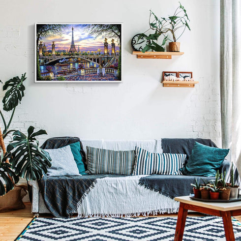 1000 Pieces Wooden Jigsaw Puzzle for Adults - Flower Eiffel Tower Paris Bridge Puzzle Gift for Family Home Decor