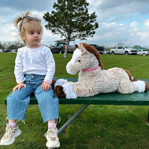 Tezituor Big Stuffed Horse Animal Toy, 35 Inches Large Realistic Plush Pillow for Kids and Girlfriend