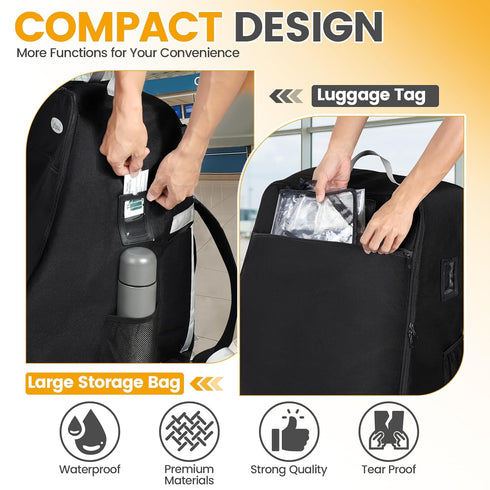 Backpack Orzbow Padded Car Seat Travel Bag for Airplane, Carseat Bags with Reflective Stripes, Infant Seat Travel Bag