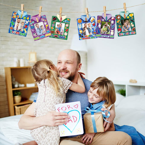 72 36 36 Chunful Pieces Father's Day Picture Frame Crafts Kits, Standing Paper Picture Frames and Fathers Day Stickers