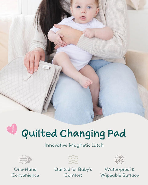 Lily Miles Diaper Changing Pad Portable, Baby Changing Mat with Magnetic Latches, Travel Pad for Diaper Bag, Baby