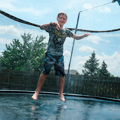 Bobor Trampoline Sprinkler for Kids, Outdoor Backyard Water Park Fun Summer Water Sprinkler Toys (Black, 39ft)