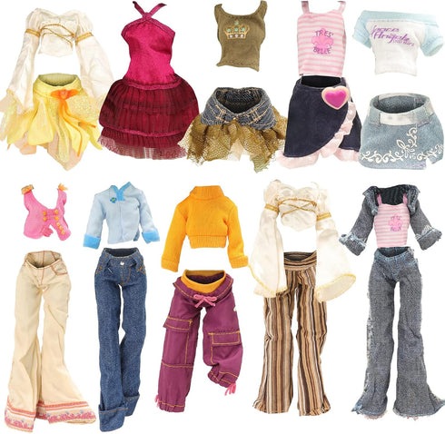 10 Sets 11 inch BARWA Doll Clothes for Monster Girl Doll Fashion Outfits Casual Tops Pants