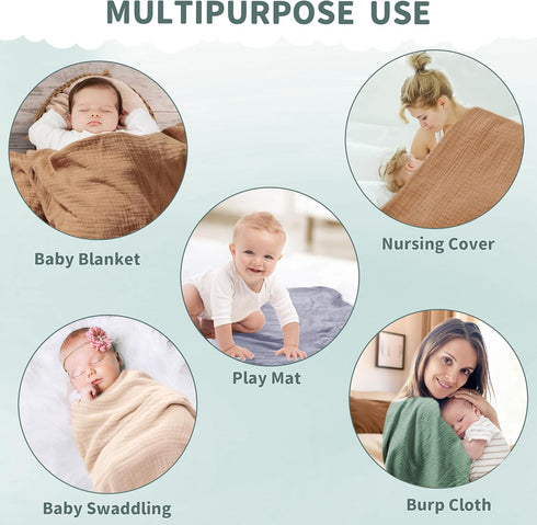 GUNTAIL 2 Pack 41 41 inches Muslin Swaddle Blankets for Newborn, Breathable Soft Receiving Blanket, Large x Swaddle