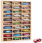 KISLANE Stylish Bamboo Wood Toy Cars Display Case with Removable Shelves for 30-Slot Wall-Mountable Organizer