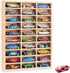 KISLANE Stylish Bamboo Wood Toy Cars Display Case with Removable Shelves for 30-Slot Wall-Mountable Organizer