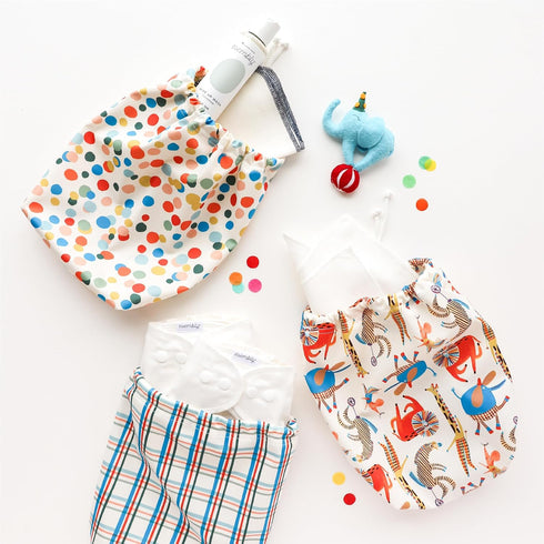 Set 3 Esembly Ditty Bag Trio - Reusable Waterproof Wet Bags for Cloth Diapers, Swimsuits, Toiletries, and Snacks