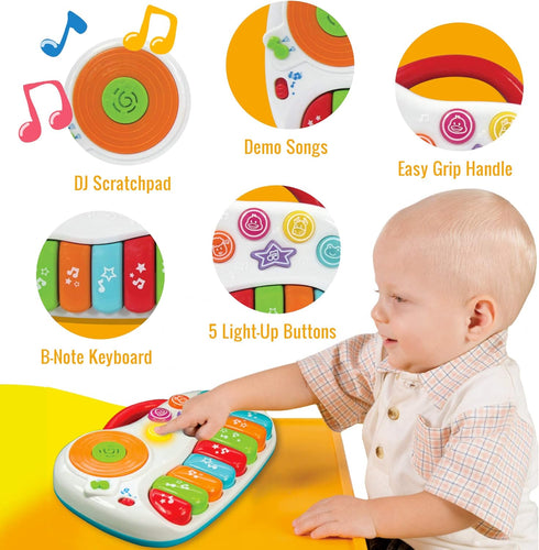 Musical Piano Toy for Toddlers 1-3 Years Old, with Keyboard Note, DJ Mixer, Light-Up Buttons - Educational Fun for Boys