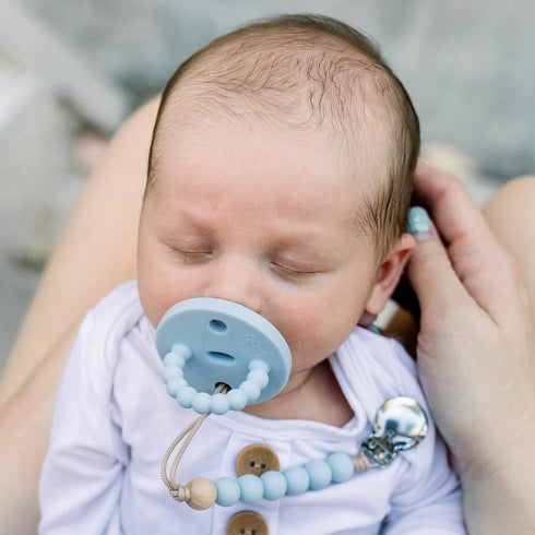 Ryan & Rose Blue Cutie PAT Pacifier Teether - Slant Design for Soothing Relief