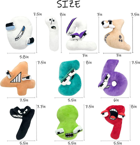 Nume 10PCS Plush Throw Pillow Toy, Nume Plush 0-9 Stuffed Figure Doll for Kids and Adults, Birthday Gift Choice for Fans