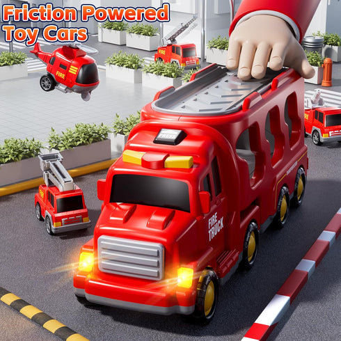 1-3 3-5, 5-in-1 Set 1 2 3 4 5 6 3-9 Fire Truck Toys for Toddler Fire Car Carrier Vehicle for Girls Years Old, Transport