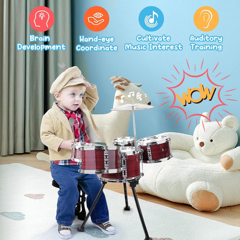 Set, 5 Set 3-5 Upgraded Kids Drum Piece Toy for Toddlers Band Rock Jazz Drum Musical Instrument Toys for Boys Girls