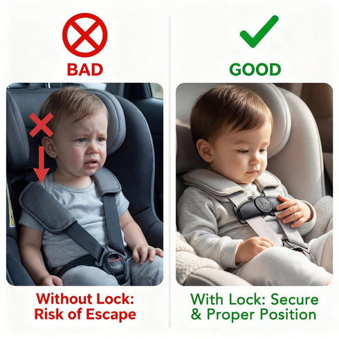 Tumkew 1 Pack) Anti Escape Car Seat Buckle Guard & Chest Harness Clip Lock - Child Safety Buckle Lock for Kids