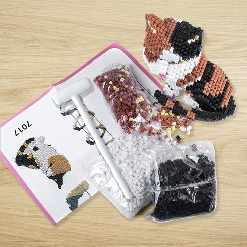 Sets 3D 4800pcs Cat Building Blocks Puzzles Toys Ornaments, Particle Building Blocks, Improve Thinking Concentration